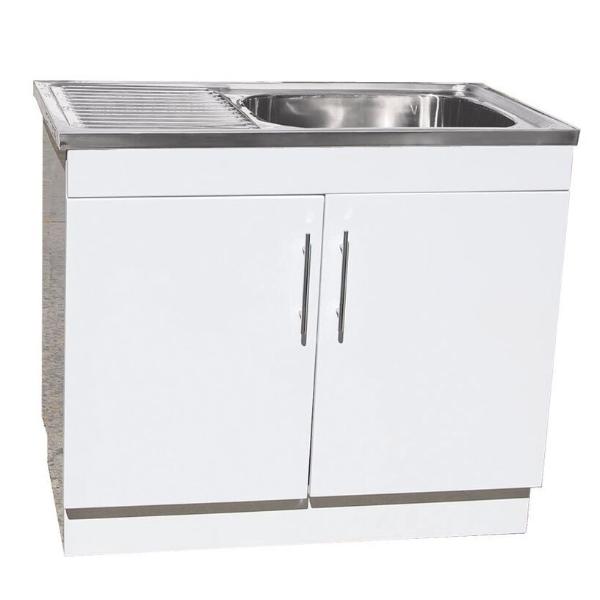 1000 x 570mm White Polyurethane Laundry Cabinet - PeakReno