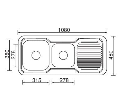 1080mm Stainless Steel Chrome Finish Double Bowl Inset Kitchen Sink - PeakReno