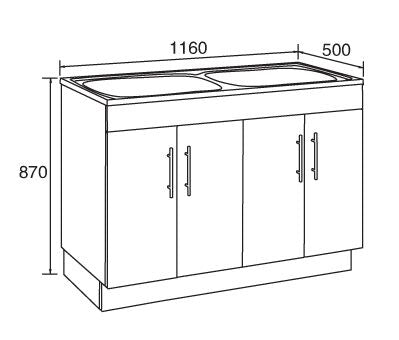 1160 x 500mm White Polyurethane Laundry Cabinet - PeakReno