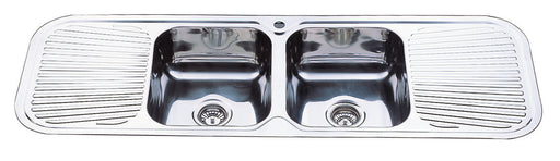 1500mm Stainless Steel Chrome Finish Double Bowl Inset Kitchen Sink - PeakReno