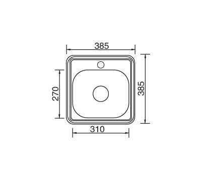 385x385mm  Compact Stainless Steel Inset  Kitchen Sink - PeakReno