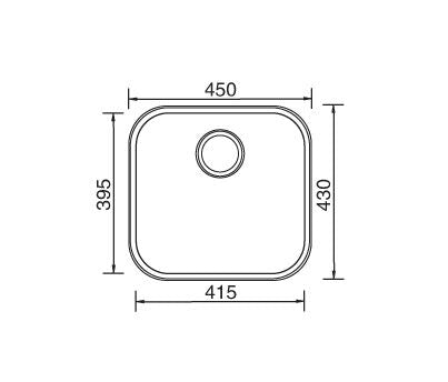 395mm x 450mm Stainless Steel Undermount Kitchen Sink - PeakReno