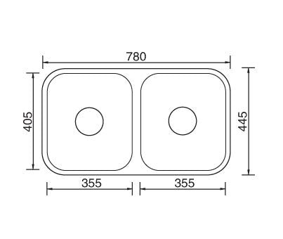 780mm Stainless Steel Double Bowl Undermount Kitchen Sink - PeakReno