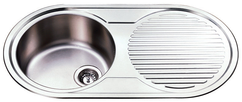 920mm Round Single Bowl Stainless Steel Inset Kitchen Sink - PeakReno