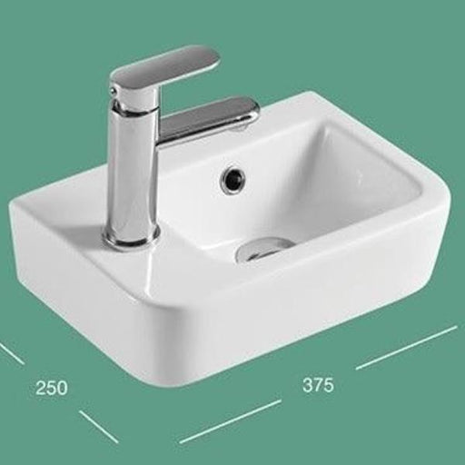 Bliss 375x250mm Wall Hung Basin (Left or Right Hand Bowl) - PeakReno