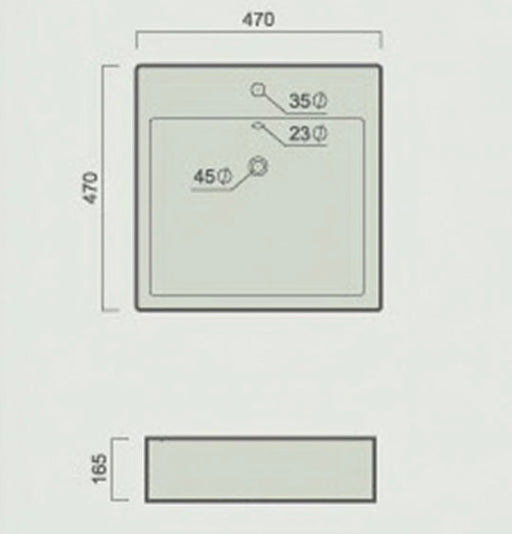 Bliss 470 x 470mmmm Square Wall Hung Basin - PeakReno