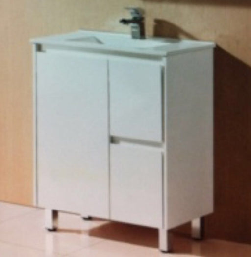 Bliss 750mm Slimline White Polyurethane Vanity With Ceramic Basin - PeakReno