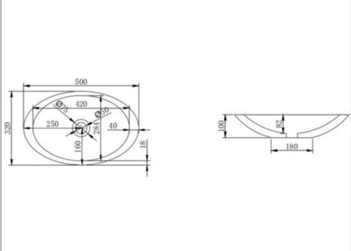 Bliss Soild Surface 500mm Oval Above Counter Basin - PeakReno