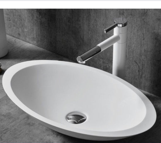 Bliss Soild Surface 500mm Oval Above Counter Basin - PeakReno