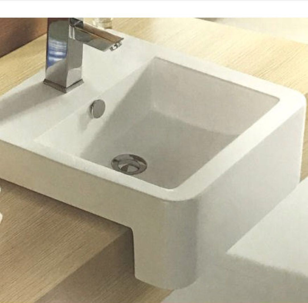 Bliss Square 480mm Semi-recessed Basin - PeakReno