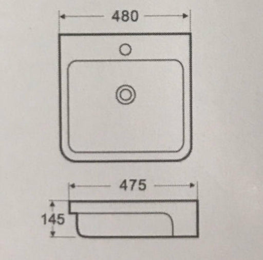 Bliss Square 480mm Semi-recessed Basin - PeakReno