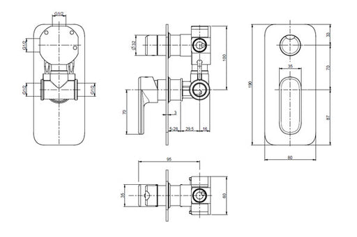 Linsol Valentino Shower & Wall Mixer Diverter - PeakReno