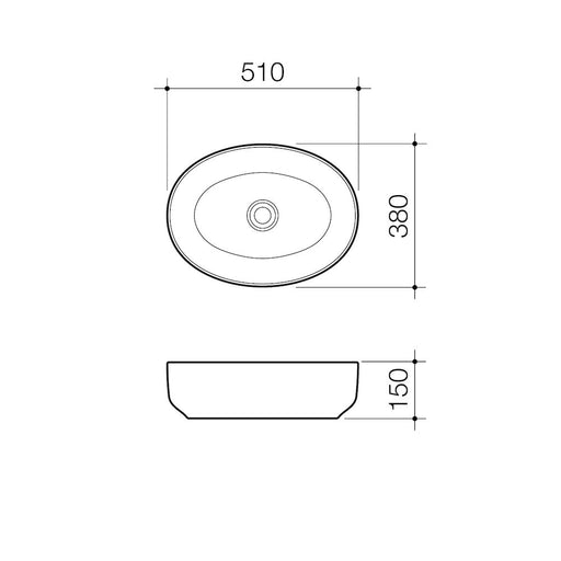 Caroma Artisan Oval 510mm Above Counter Basin - PeakReno