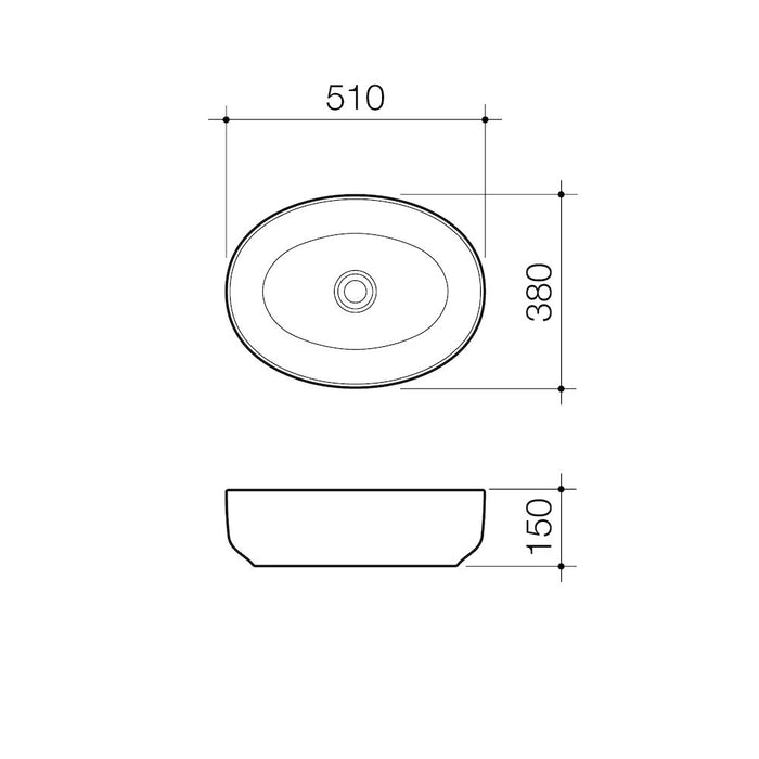 Caroma Artisan Oval 510mm Above Counter Basin - PeakReno