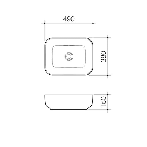 Caroma Artisan Above Counter Basin - Rectangle 490mm - PeakReno