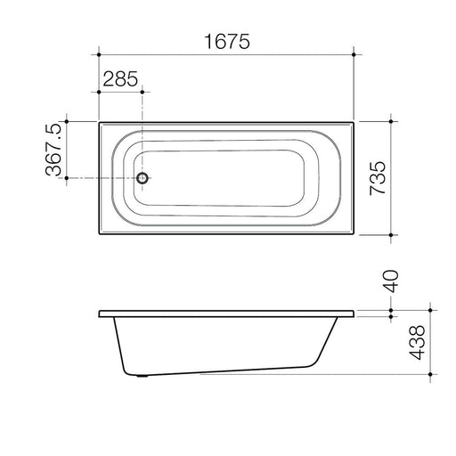 Caroma Luna 1675mm Four Tile Flange Bath - PeakReno