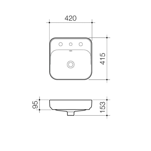 Caroma  Sculptural Inset Basin 1 Taphole 420mm - PeakReno