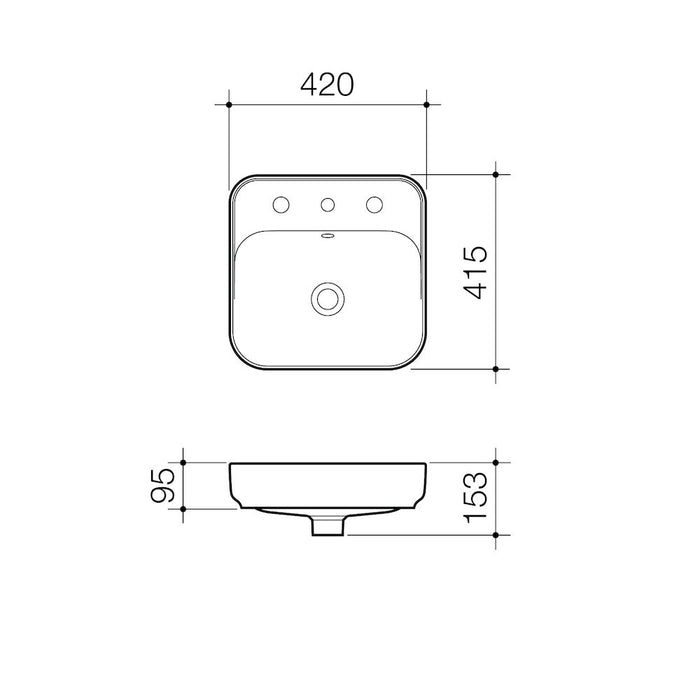 Caroma  Sculptural Inset Basin 1 Taphole 420mm - PeakReno