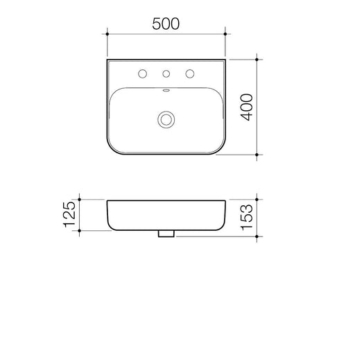 Caroma Sculptural Wall Basin 1 Taphole 500mm - PeakReno