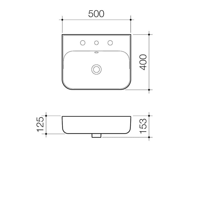 Caroma Sculptural Wall Basin 1 Taphole 500mm - PeakReno