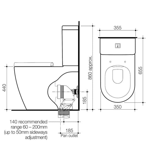 Caroma Urbane Cleanflush Wall Faced Toilet Suite - PeakReno