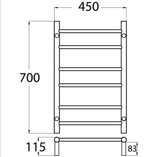 Classic 450 x 700mm Round Heated Towel Rail - PeakReno