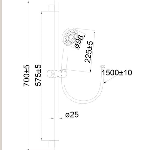 Classic 70cms 3 Funtions Round Sliding Shower Rail Set - PeakReno