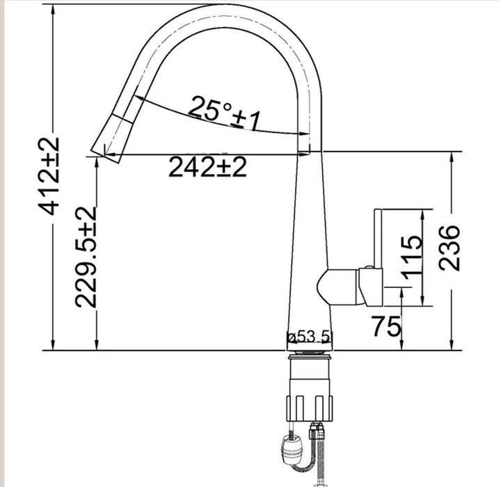 Classic Minimalist Pin Lever Pull Out Swivel Kitchen Mixer - PeakReno