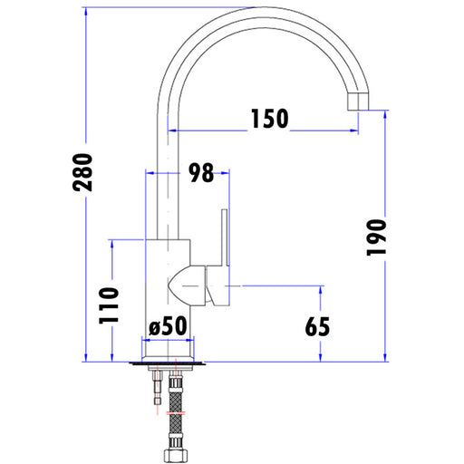 Classic Pin Lever Round Gooseneck Basin Mixer - PeakReno