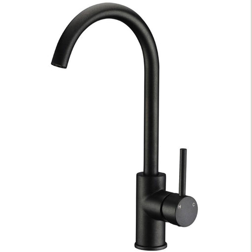 Opus Matt Black Gooseneck Swival Kitchen Sink Mixer - PeakReno