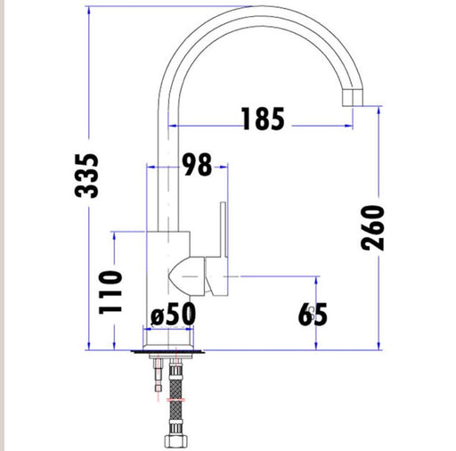 Opus Pin Lever Gooseneck Swivel Kitchen Sink Mixer - PeakReno