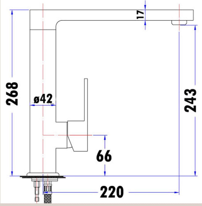 Rosa High Rise Square Swival Kitchen Mixer - PeakReno