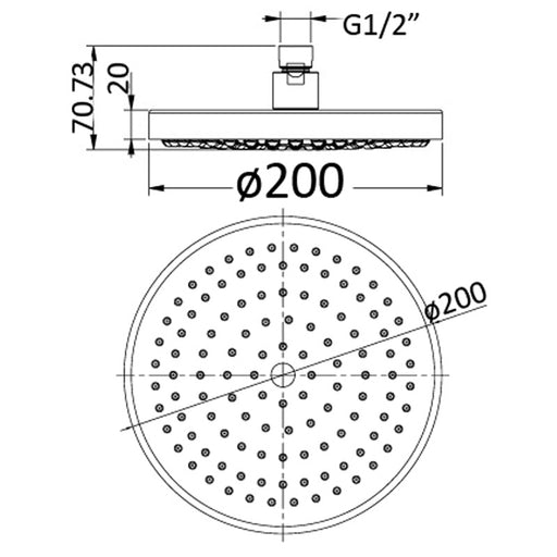 Cora 200mm Brass Shower Head - PeakReno