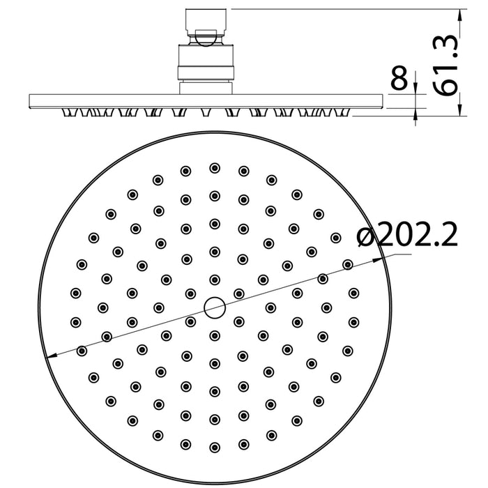 Cora 200mm Round Brass Shower Head - PeakReno