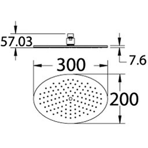 Cora 200x300mm Oval Brass Shower Head - PeakReno