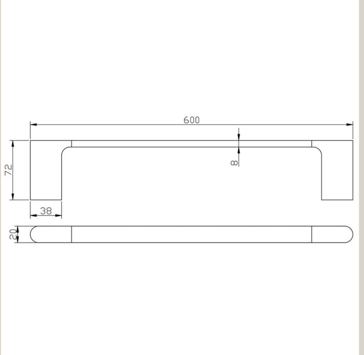 Cora 600mm Matt Black Single Towel Rail - PeakReno