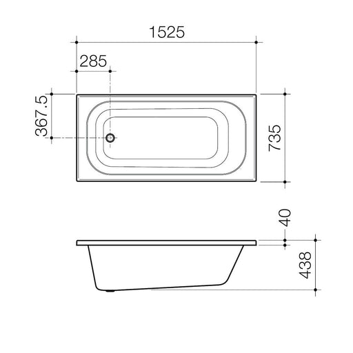 Caroma Luna 1525mm Four Tile Flange Bath - PeakReno