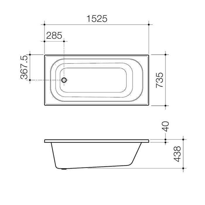 Caroma Luna 1525mm Four Tile Flange Bath - PeakReno