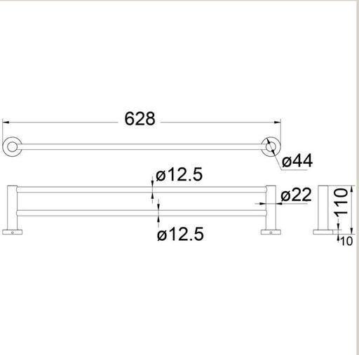 Dove 600mm Single Towel Rail - PeakReno