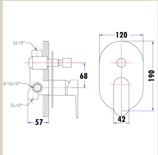 Dove Oval Shower & Bath Mixer Diverter - PeakReno