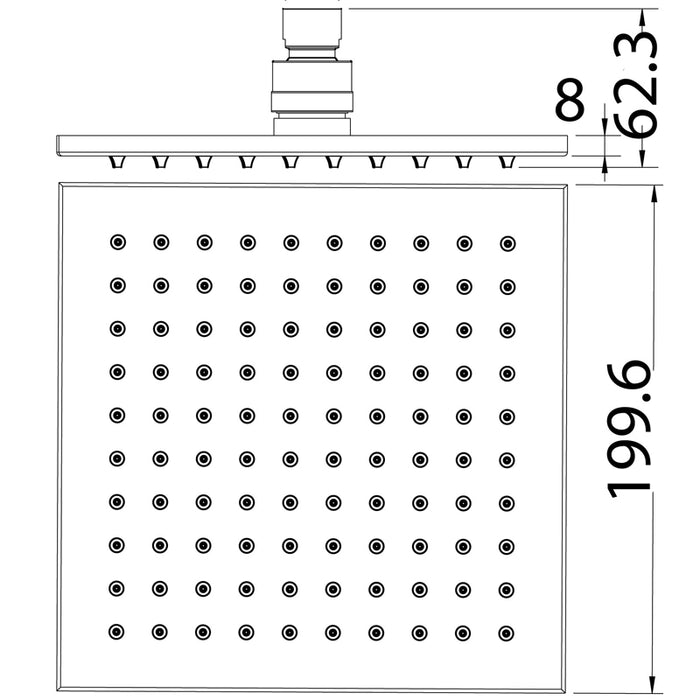 Eden Matt Black 200x200mm Square Brass Shower Head - PeakReno