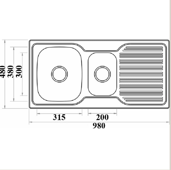 Elite 980mm Polished Stainless Steel Double Bowl Inset Kitchen Sink - PeakReno