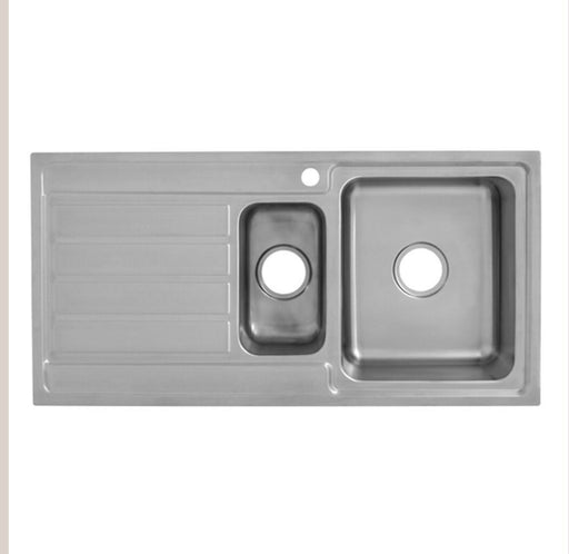 Ikon 1000mm Stainless Steel Double Bowl Inset Kitchen Sink - PeakReno