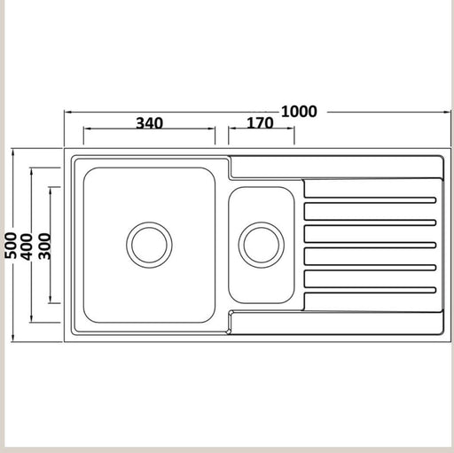 Ikon 1000mm Stainless Steel Double Bowl Inset Kitchen Sink - PeakReno