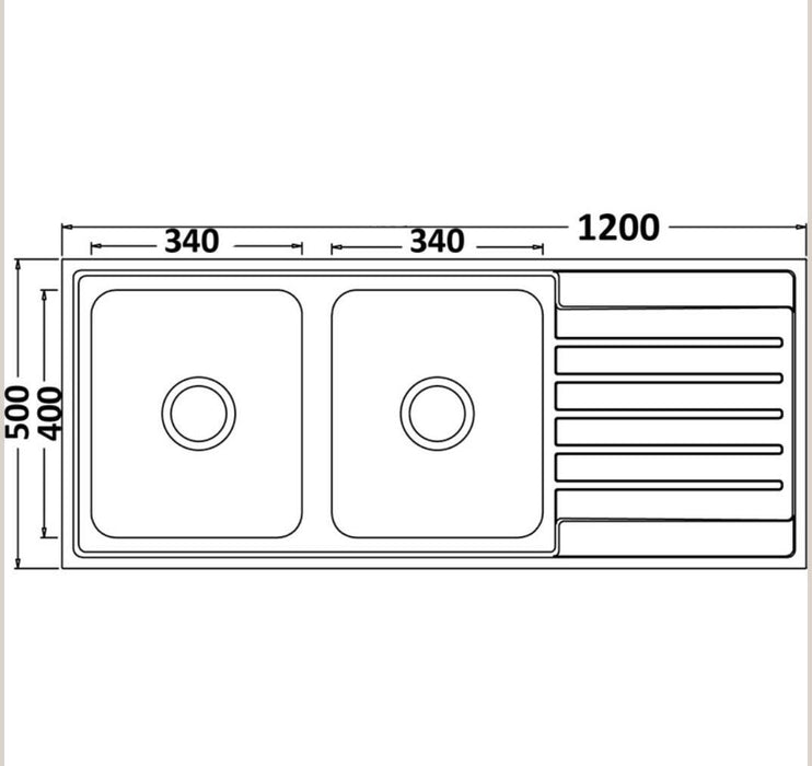 Ikon 1200mm Stainless Steel Double Bowl Inset Kitchen Sink - PeakReno