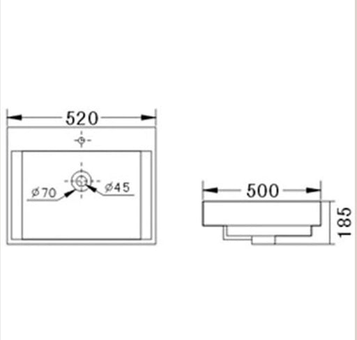 Ikon Artistic 520mm Rectangular Above Counter Basin - PeakReno