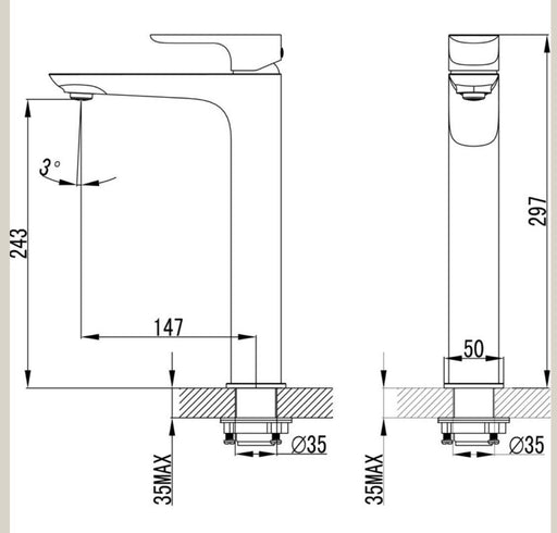 Ikon Banda High Rise Basin Mixer - PeakReno