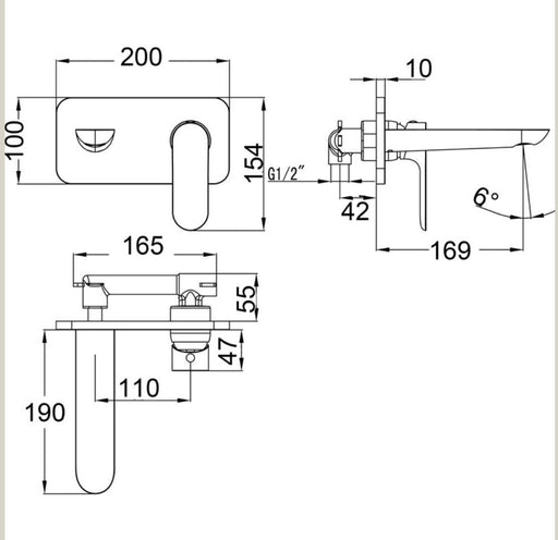 Ikon Banda Wall Basin Mixer with Spout Set - PeakReno