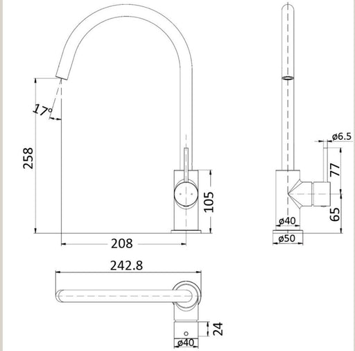 Ikon Hali Matt Black Kitchen Mixer - PeakReno