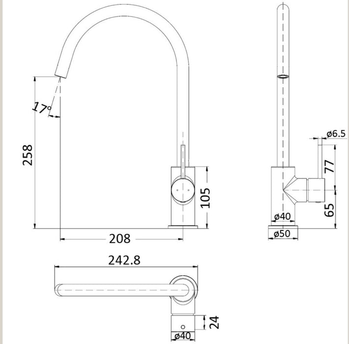 Ikon Hali Matt Black Kitchen Mixer - PeakReno